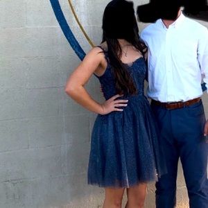 Blue Corset-like top Homecoming Dress